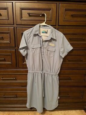 Magellan Outdoors Pale Blue Short Sleeve Utility Shirtdress